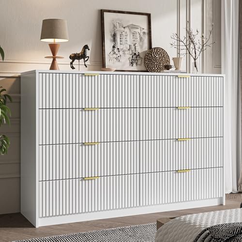 MAISONARIA White Dresser for Bedroom, 8 Drawer Double Dresser, Modern Chest of Drawers for Bedroom, Living Room, Entryway and Closet, 55" L x 15.7" D x 37.4" H - Image 5