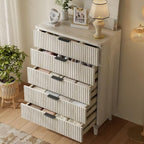 Wood Tall 5 Drawers Dresser, 27.6" W Fluted Modern Dressers for Bedroom - Image 3