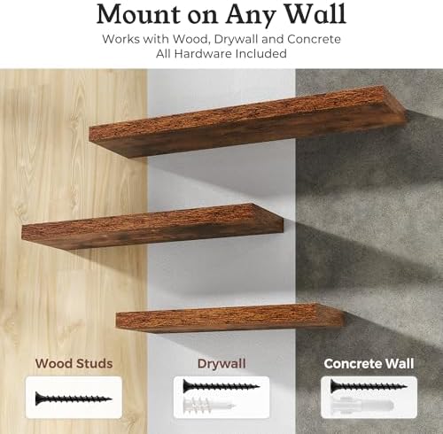 30" Rustic Brown Floating Shelves 12inch Deep Wall Shelf, Set of 2 - Image 5