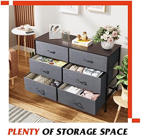 WLIVE Dresser for Bedroom with 6 Fabric Drawers, Dark Grey - Image 5