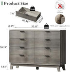 Xixini Fluted Dresser with 8 Drawers, 54" Wide Wood Chest of Drawers with Metal Handle, Wooden Dresser TV Stand, Modern Closet Clothes Storage Organizer for Bedroom, Living Room, Hallway, Light Grey - Image 2