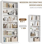 Rresyet Bookcase and Bookshelves, 28" W Tall Bookshelf, White - Image 4