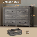 BORNOON 6-Drawer Dresser, Modern Wooden Storage Chest of Drawers, Dresser TV Stand, Wood Drawer Organizer with Metal Handles for Bedroom, Living Room, Hallway - Image 2