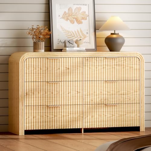 Ieejdn 47" Modern Chest of Drawer, 6 Deep Drawers,Clothes Organizer,Large Storage Cabinet for Living Room, Bedroom,Dresser TV Stand, Wood Drawer Organizer for Living Room, Hallway, Wood by Ieejdn