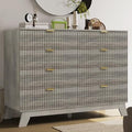 HUANLEGO 48" W Tall Fluted Dresser for Bedroom with 8 Drawer, Grey by HUANLEGO