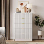 MAISONARIA 5 Drawer Dresser for Bedroom, Tall Dresser Chest of Drawers with Gold Handles, 32 Inch Wide Nightstand with for Bedroom, Living Rooms, Offices, and Entryways, White - Image 7