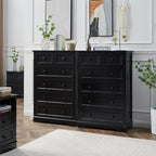 Farmhouse 6 Drawers Dresser Chests for Bedroom, Black 6 Chest of Drawers - Image 7