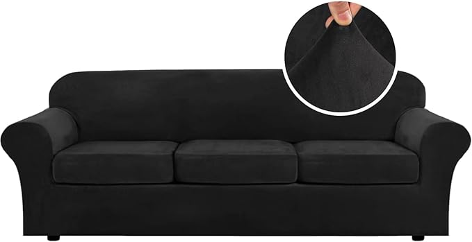 H.VERSAILTEX High Stretch Sofa Slipcover 4 Piece Cover Velvet Furniture by HVERSAILTEX