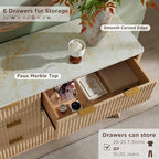 T4TREAM 54" Wide Fluted 6 Drawer Dresser for Bedroom, Natural Oak - Image 4