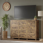 BORNOON 12-Drawer Dresser, Modern Wooden Storage Chest of Drawers, Dresser TV Stand, Wood Drawer Organizer with Metal Handles for Bedroom, Living Room, Hallway - Image 5
