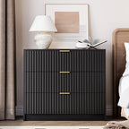 MAISONARIA Black Fluted Dresser for Bedroom, 32 Inch Wide Nightstand with Large Drawer, 3 Drawer End Table for Bedroom, Living Rooms, Offices, and Entryways - Image 7
