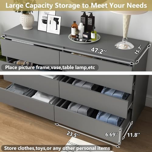 Grey Dresser for Bedroom,Modern Large 8 Drawer Dresser with Deep Drawer,Wide Storage Chest of Drawer,Wood Bedroom Storage Organizer Furniture,TV Stand for Living Room - Image 6