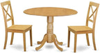 East West Furniture DLBO3-OAK-W 3 Piece Dining Set Contains a Round Dining Room by EastWestFurniture