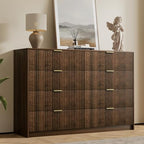 Furniway Walnut Dresser for Bedroom, Modern Dresser with 8 Drawers and Smooth Slides, Wide Chest of Drawers with Golden Handles for Bedroom, Closet, 15.7" D x 55" W x 37.4" H by Furniway