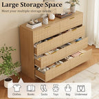 Fluted 8 Drawers Dresser for Bedroom, 55" Wide Wood Dressers, Natural Oak - Image 3