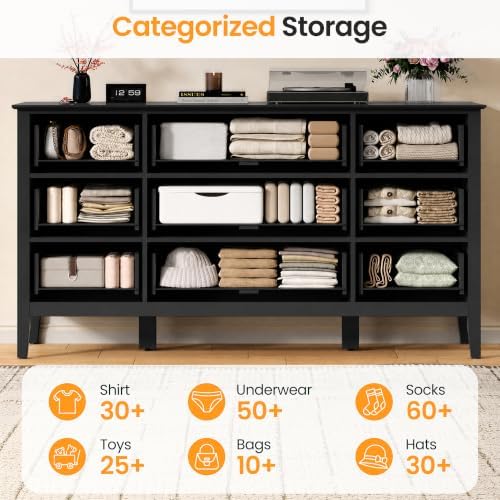 RoyalCraft Fluted Dresser for Bedroom with 9 Drawers, 59" Wide Long Dresser - Image 5