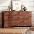 Ieejdn 55.12" Modern Chest of Drawer, 8 Deep Drawers,Clothes Organizer,Large Storage Cabinet for Living Room, Bedroom,Dresser TV Stand, Wood Drawer Organizer for Living Room, Hallway, Walnut by Ieejdn