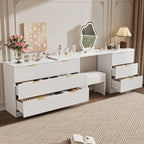 MAISONARIA L-Shaped Rotatable 9 Drawer Dresser for Bedroom, 71" Wide Deformable White Dresser with Gold Metal Handles, Modern Fluted Chest of Drawers for Bedroom, Living Room, Entryway, Hallway - Image 3