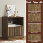 6 Drawer Dresser & 1-Drawer Nightstand Set 3-Piece, Walnut丨55 Wide Bedroom Set Night Stand Set of 2 with Metal Handle, Fluted Wood Chest of Drawers Storage Dressers Set for Bedroom - Image 6