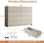 MAISONARIA Beige Dresser for Bedroom, 8 Drawer Double Dresser, Modern Chest of Drawers for Bedroom, Living Room, Entryway and Closet, 55" L x 15.7" D x 37.4" H - Image 2