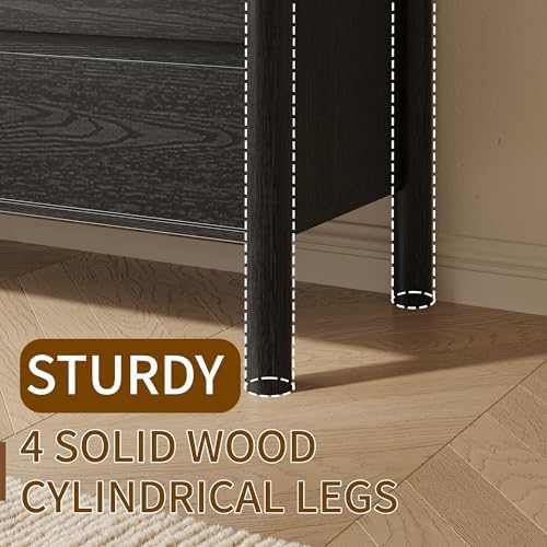 CHUWELL 51.1" Wide Black 7 Drawer Dresser for Bedroom with Solid Wood Legs - Image 3