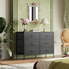 WLIVE Dresser for Bedroom with 6 Drawers, Charcoal Black Wood Grain Print - Image 2