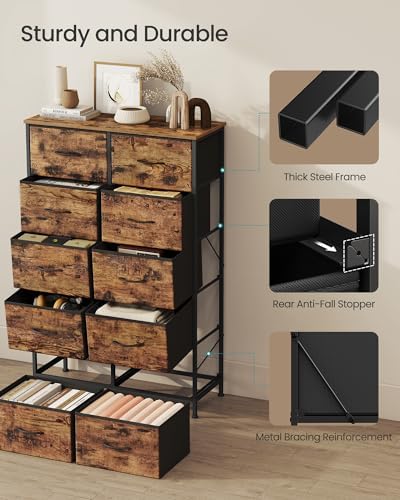 SONGMICS Dresser for Bedroom, Tall Dresser with 10 Fabric Drawers - Image 6