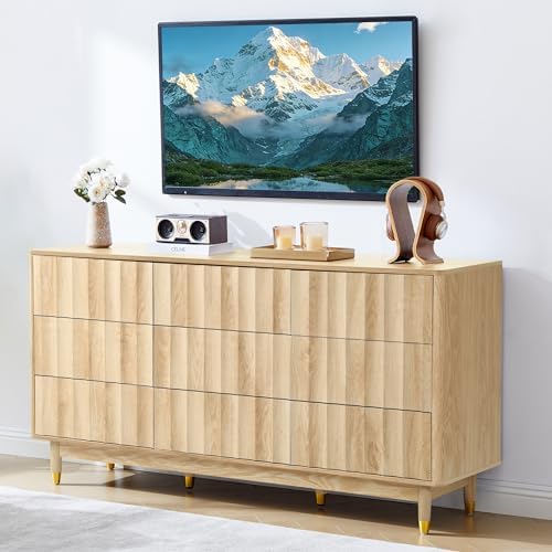 Bifins 60" Wide Fluted Dresser for Bedroom with 9 Drawers by BifinsFurniture