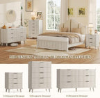 3 Drawers Nightstands Set of 2 w/Charging Station, Modern Fluted Dresser - Image 6