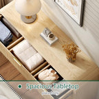 Ieejdn 55.12" Modern Chest of Drawer, 8 Deep Drawers,Clothes Organizer,Large Storage Cabinet for Living Room, Bedroom,Dresser TV Stand, Wood Drawer Organizer for Living Room, Hallway, Oak - Image 5