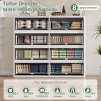 Standifurno White 8 Drawer Dresser for Bedroom, Fluted 48" Wide Wooden Chest of Drawers with Curved Modern Profile Design, Wooden Dresser TV Stand, Wood Closet Clothes Storage Drawer Organizer - Image 3