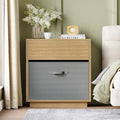 TEENFON Night Stand with Drawer and Open Shelf, Nightstands Bedside Table with Removable Fabric Drawer, Night Stands for Bedroom, Small Space, Natural by TEENFON