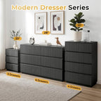 Karl home Black 3 Drawer Fluted Nightstand, Modern Storage Chest of Drawers - Image 7