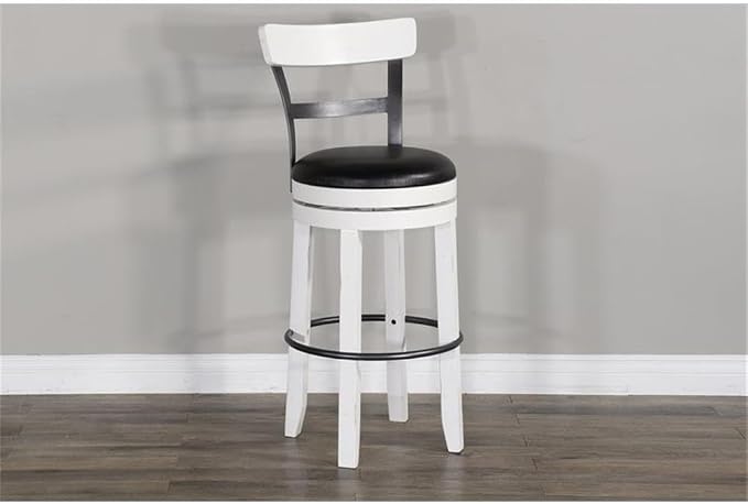 Pemberly Row Set of 3 White/Brown Wood Bar Unit and 2 Swivel Barstool - Image 5
