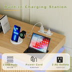 Tall 6 Drawer Dresser LED Lights & Charging Station Natural Oak - Image 5