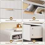 Decofy Fluted 2-Drawer Nightstand with Charging Station, White - Image 5