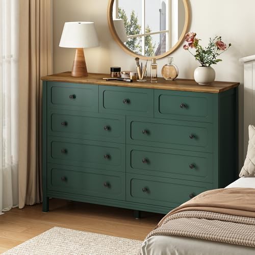 CARPETNAL 55" Green Dresser for Bedroom with 9 Drawer & Deep Drawers - Image 3