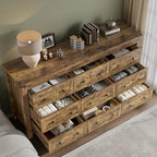BORNOON 9-Drawer Dresser, Modern Wooden Storage Chest of Drawers, Dresser TV Stand, Wood Drawer Organizer with Metal Handles for Bedroom, Living Room, Hallway - Image 4