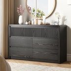 LYNSOM Black Fluted 7 Drawer Dresser for Bedroom, Curved Edge, 50" Wide by LYNSOM