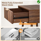 VINGLI Nightstands Set of 2, Fluted Night Stand with Drawer, Bedside Table, Wood Nightstand for Bedroom, Mid Century Modern End Tables, Walnut, 18.9" W*14.96" D*24" H - Image 4