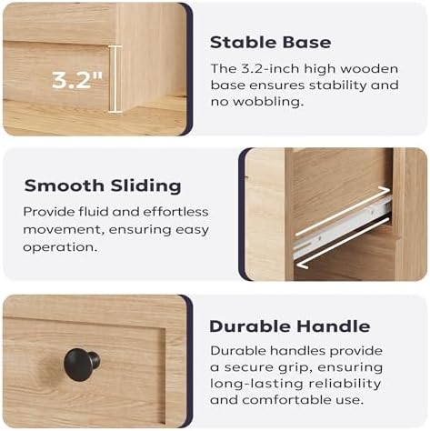 Furnify 9 Drawer Dresser, 59" Wide Dresser for Bedroom, Modern Large Chest of Drawers, TV Stand for 65 inch, Storage Organizer with Metal Handles for Bedroom, Living Room, Hallway, Natural - Image 6
