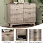 Wodeer 8 Drawer Fluted Dresser for Bedroom, Mid Century Modern Wooden Dresser with 8 Drawers, Dressers & Chests of Drawers with Metal Handle, TV Stand & Storage Organizer for Entryway, Hallway, Grey - Image 5
