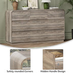 Wodeer Grey Dresser Fluted 9 Drawers Dresser for Bedroom, 59" Wide Wood Chest of Drawers with Hidden Handles & Rounded Corners, Modern TV Stand Storage Cabinet for Living Room, Hallway, Entryway, Gray - Image 5