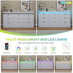 knoworld 9 Drawer Dresser for Bedroom, White Dresser with LED Lights and Power Outlet, Large Wooden Dressers Modern Chest of Drawers, Triple Wide 9 Drawer Dressers for Bedroom, Entryway, Hallway - Image 5