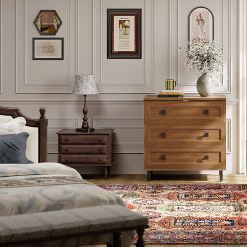 FENSULN Modern Drawer Dresser for Bedroom with 3 Drawers,Chest of Drawers with Organizer Storage for Bed Room,Livingroom Hallway Oak - Image 3