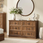 Farmhouse 6 Drawer Dresser for Bedroom, 55" Walnut Dresser with TV Stand - Image 5