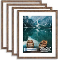 Hongkee 20x24 Picture Frame Set of 4, 20 x 24 Rustic Brown Wood Style by Hongkee