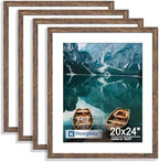 Hongkee 20x24 Picture Frame Set of 4, 20 x 24 Rustic Brown Wood Style by Hongkee