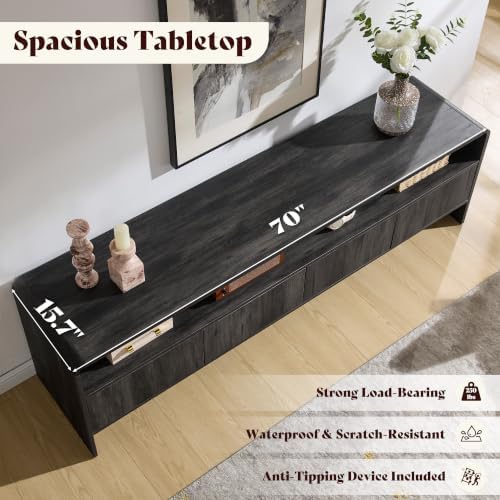 AMERLIFE 70" Modern Curved TV Stand with Storage for TVs Up to 80" - Image 5