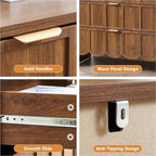 ORRD 3 Drawer Dresser for Bedroom Set of 2, Modern Closet Chest of Drawers with Wave Fluted Drawer, Wood Storage Small Dresser Organizer for Nursery Bedroom Living Room Hallway Closet (Walnut) - Image 3